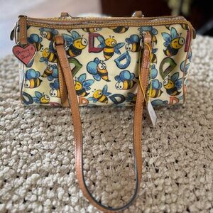 Dooney & Bourke Bee Print Shoulder Bag - Yellow and Blue